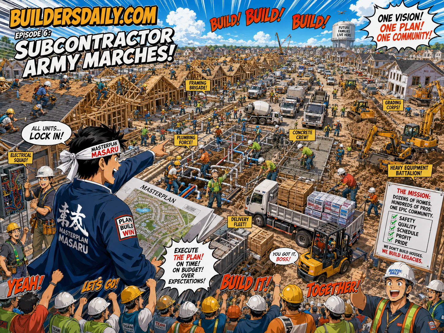 Massive subcontractor army tries to build dozens of homes at once