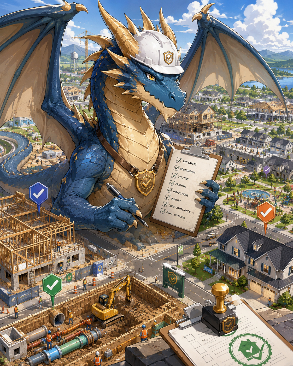 Inspection Dragon overseeing community work