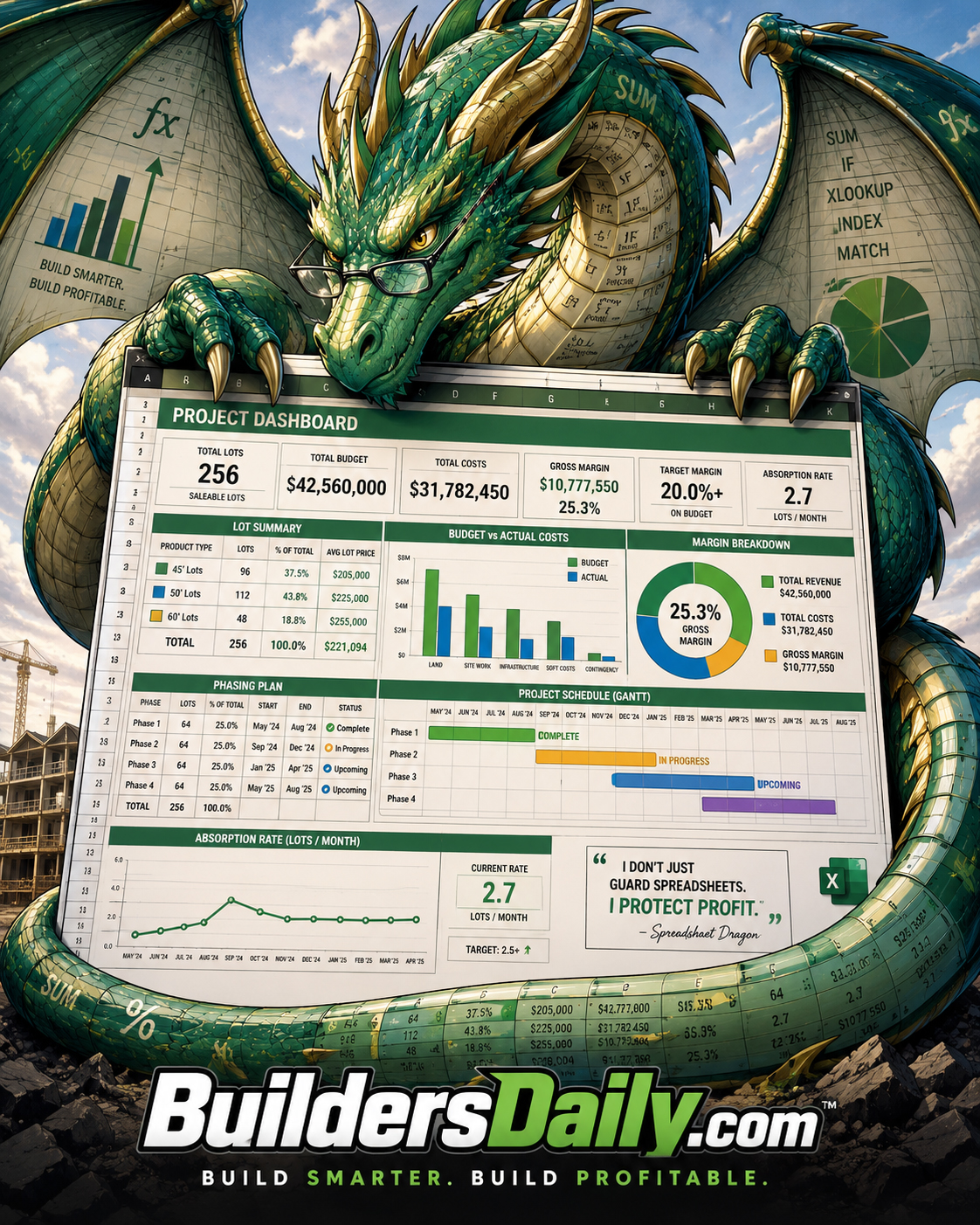 Spreadsheet Dragon wrapped around budgets and schedules