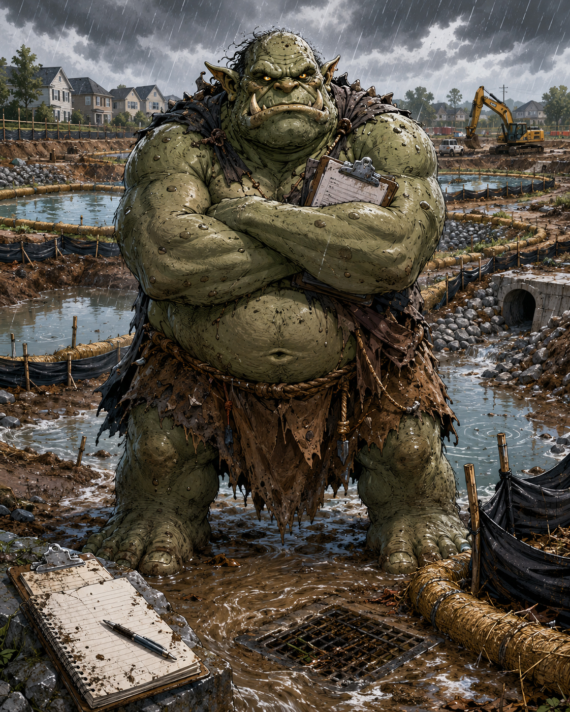 Stormwater Ogre guarding muddy runoff controls